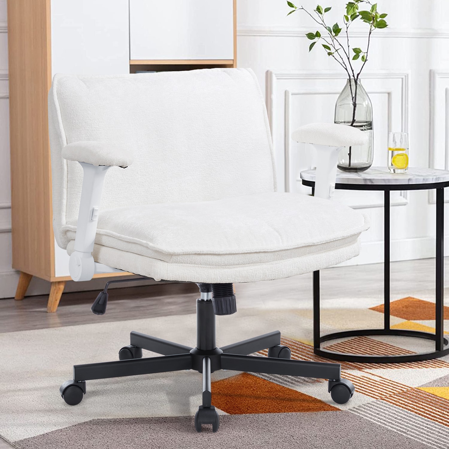 Cross Legged Office Chair Height Adjustable Swivel Desk Chair_voghion.com